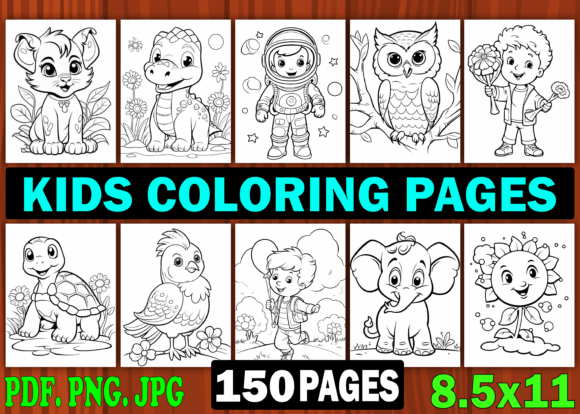 150 Kids Coloring Pages for Kdp