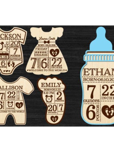 Birth Announcement Ornament Laser Cut