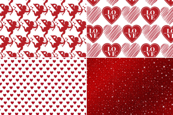 RED GLITTER VALENTINES DIGITAL PAPER