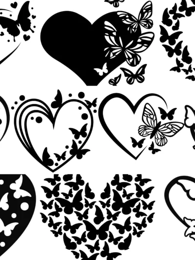 Butterfly Heart تصميمات عدد 25 قلب شكل الفراشة