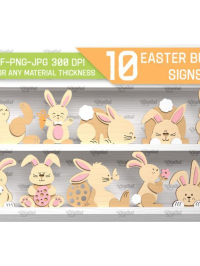 Easter Bunny Signs Laser Cut Bundle