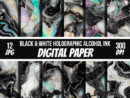 Black White Glitter Alcohol Ink Backdrop