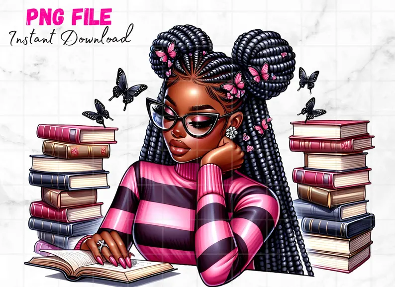 Black girl holding book