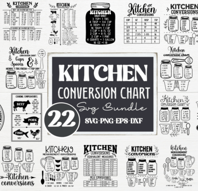 Kitchen Conversion Chart SVG Bundle