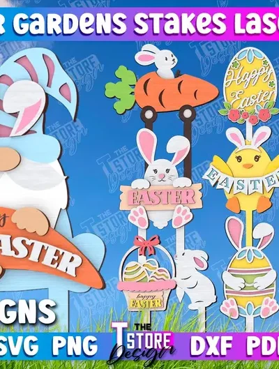 Easter Garden Stakes Laser Cut Bundle