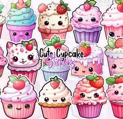 Cute Cupcake Stickers Set