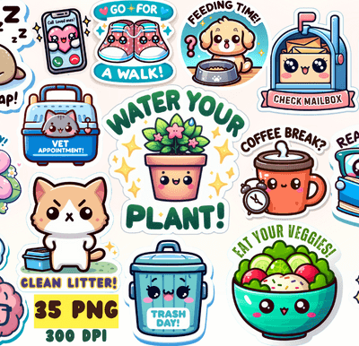 Kawaii Reminder Stickers Sublimation