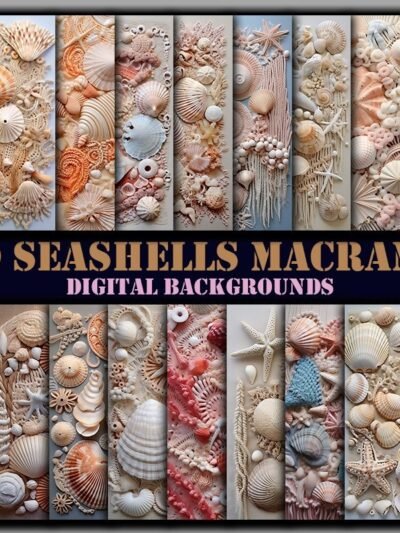 Seashells Macrame Background Bundle