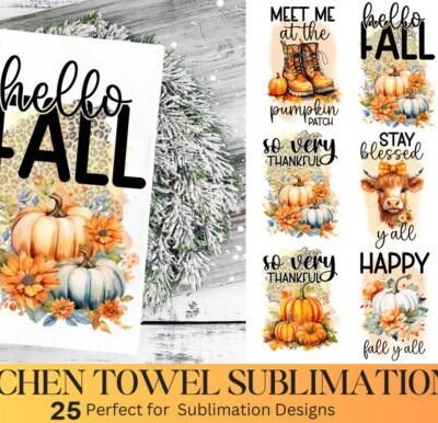 Fall Kitchen Towel Sublimation Bundle