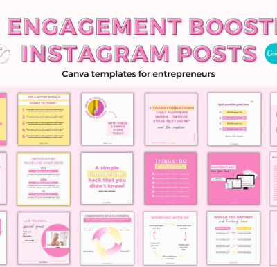Instagram templates : Bright pink & yellow post templates