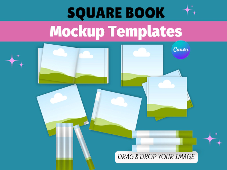 Square Book Mockup for A plus Content with props