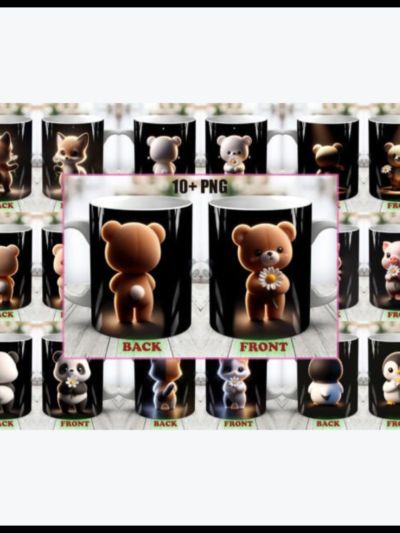 3D Animals Mug Wrap Bundle for Both Sides