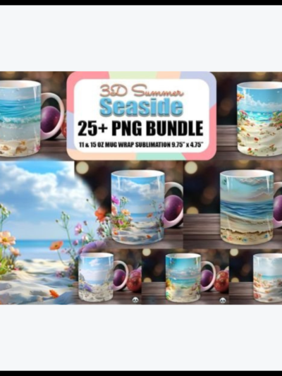 Sublimation Bundle featuring 3D Seaside Mug Wraps