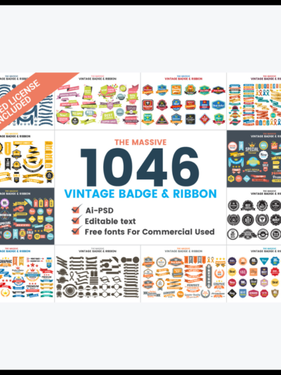 1046 Vintage Badge & Ribbon Bundle