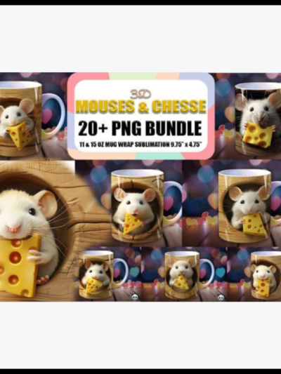 3D Mug Wrap featuring a Cute Mouse and Cheese
