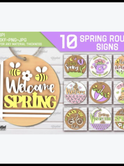 Spring Round Signs Laser Cut Bundle