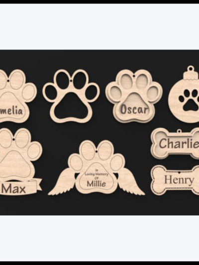 Laser Cut Dog Bone / Paw Print Svg Files