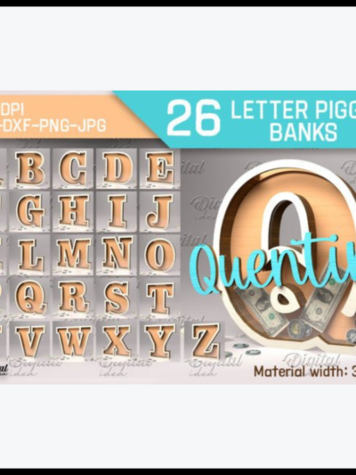 Letter Piggy Bank Laser Cut Bundle