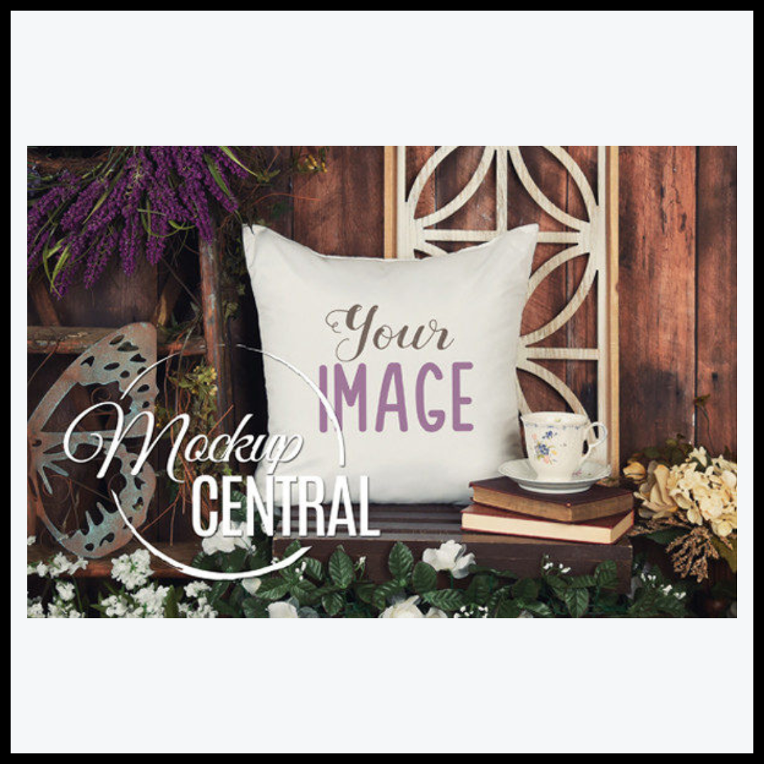 Outdoor Spring Flower Pillow Mockup