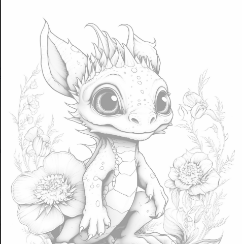 235 Baby Dragon with flowers