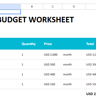 Budget Worksheet Template.xlsx