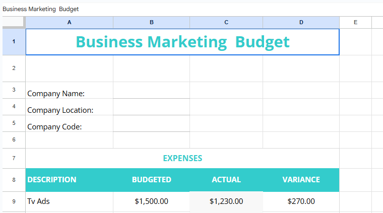 Business Marketing Budget Template.xlsx