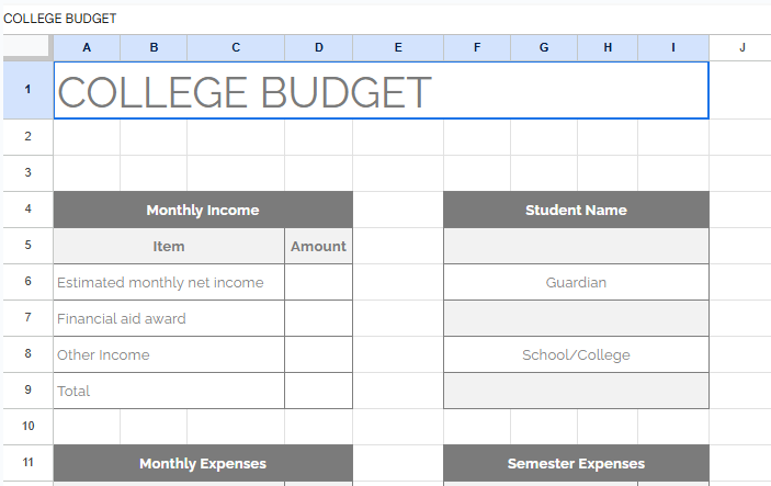 College Budget A4.xlsx