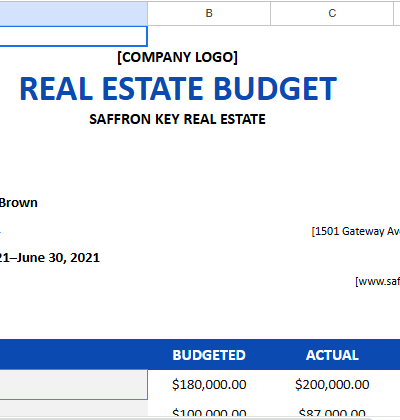 Free Simple Real Estate Budget Template.xlsx