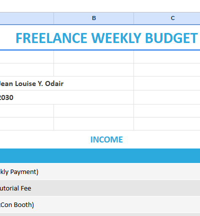 Free Weekly Freelance Budget Template.xlsx