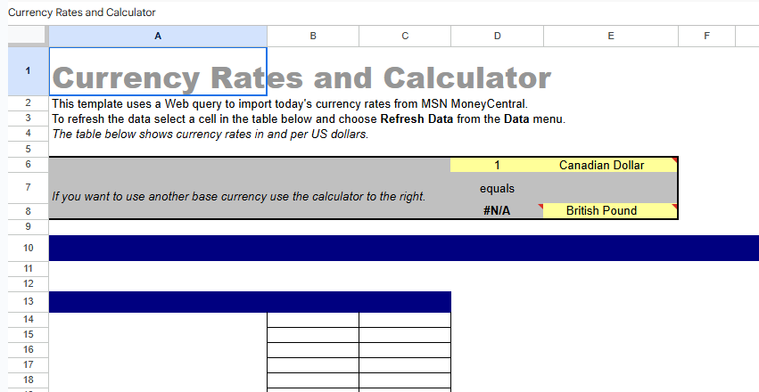 Currency Rates and Calculator.xlt