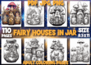 Fairy Houses in Jar Adult Coloring Pages