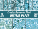 Floral Aquamarine Flowers Paper Patterns