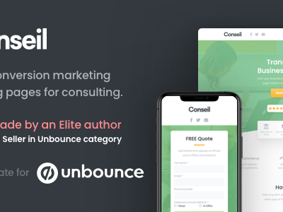 elements conseil consulting business unbounce template