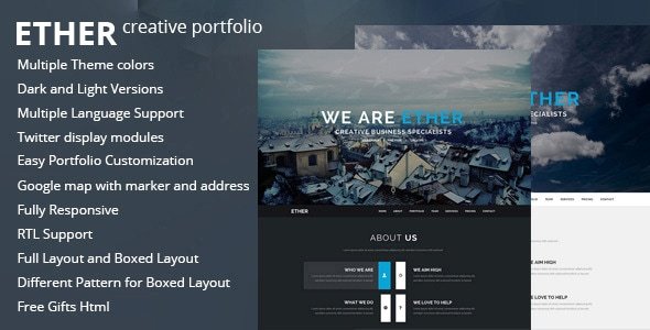 elements ether one page joomla template