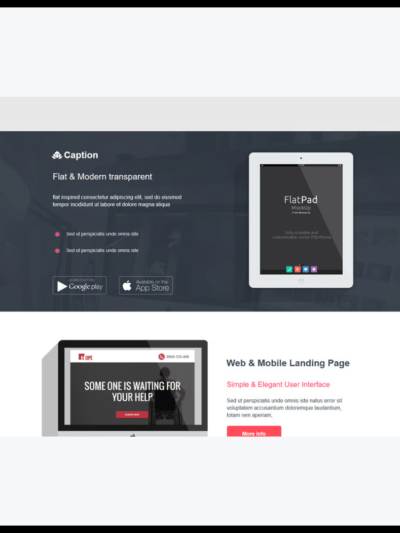 elements caption flat startup landing page
