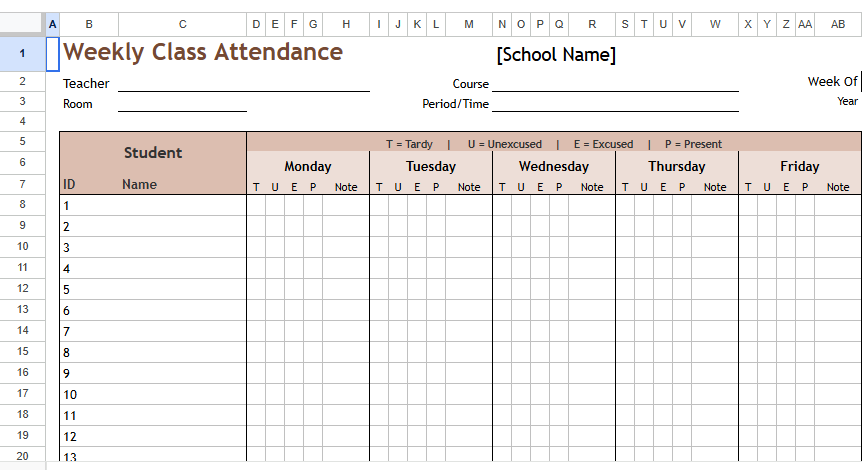 CLASS ATTENDANCE WEEKLY.xlsx