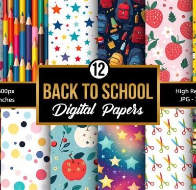 Back to School Digital Paper Patterns