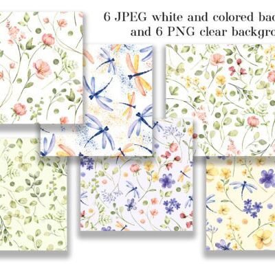 Digital Paper Patterns with Wild Flowers