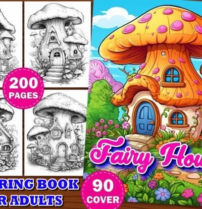 Fairy Houses للكبار عدد 200 صفحة تلوين